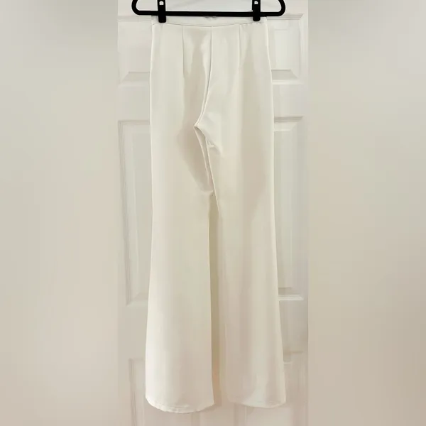 Lelagia High Waisted Wide Leg Flowy Pants White sz Small - Image 4