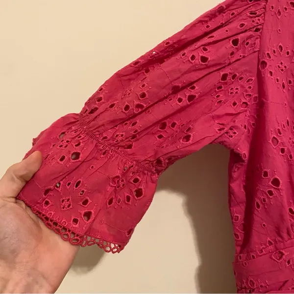 NWT House of Harlow 1960 Pink Eyelet Midi Dress size XS - Image 6