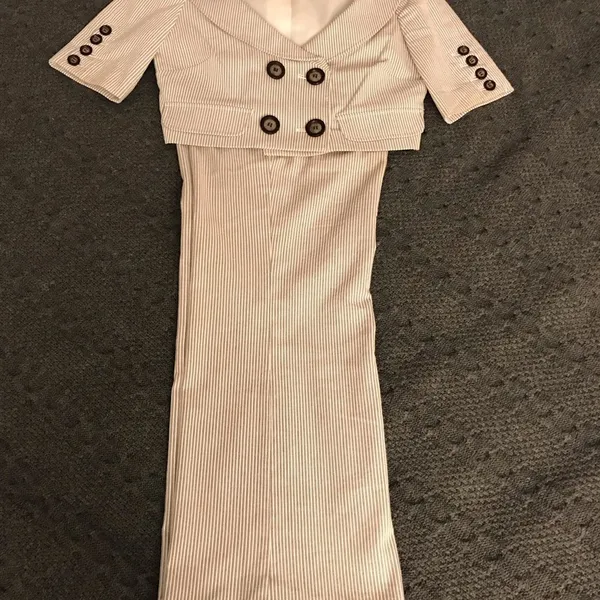 2 Piece Crop Jacket/Pants Outfit Tan - Image 8