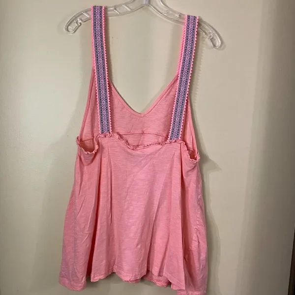 ASOS Peach Aztec Graphic Long Sleeveless Top Size 8 - Image 3
