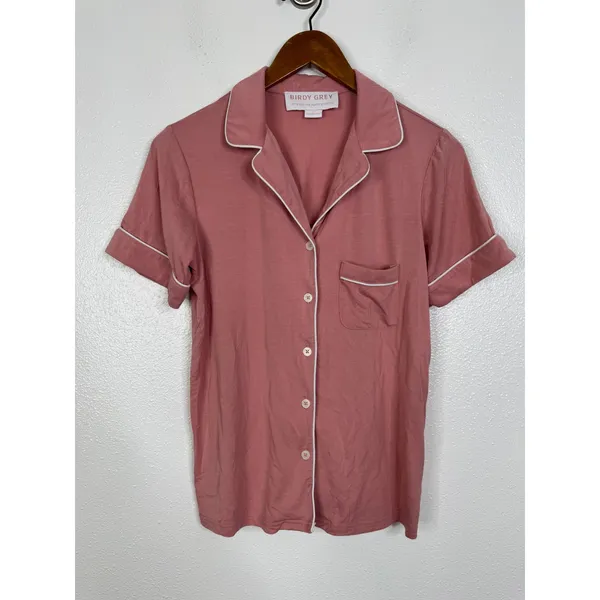 Birdy Grey Dusty‎ Rose Pink Bamboo Pajama Set Short Sleeve Shorts XS 010603 - Image 2