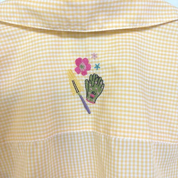 Vintage Butter Yellow Garden Top Floral Grandma Button Down 3/4 Sleeve Blouse XL - Image 8