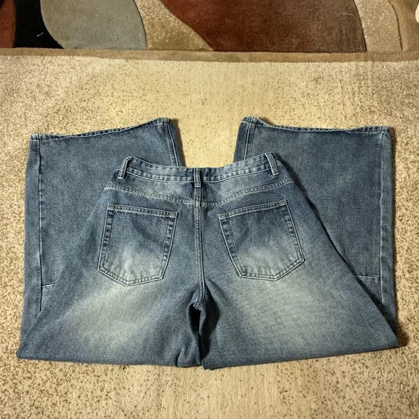 Y2K Edikted Skater‎ Girl Washed Denim Low Rise Leg Baggy Jeans Size Small - Image 6