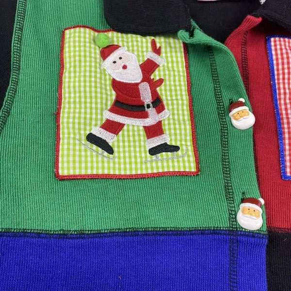 Onque Casuals Women's Christmas Cardigan Sweater Size Small Tree Santa‎ - Image 4