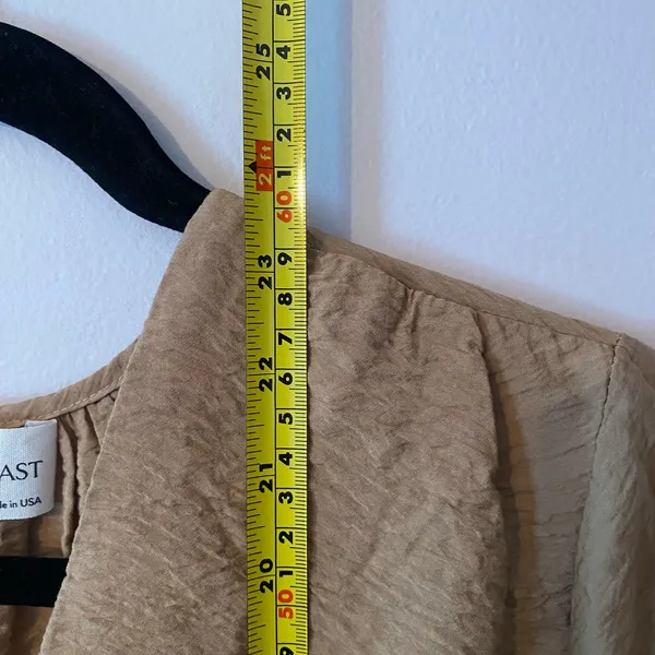 NWT Self Contrast Anthropologie Tan Brown Long Sleeve Tunic Blouse size Medium - Image 9