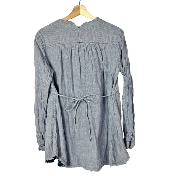 Free‎ People All Who Wander Blue Stripe Wrap Long Sleeve M - Image 4