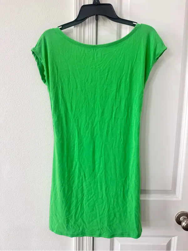 Bright Green Short Sleeve Mini Dress - Image 8