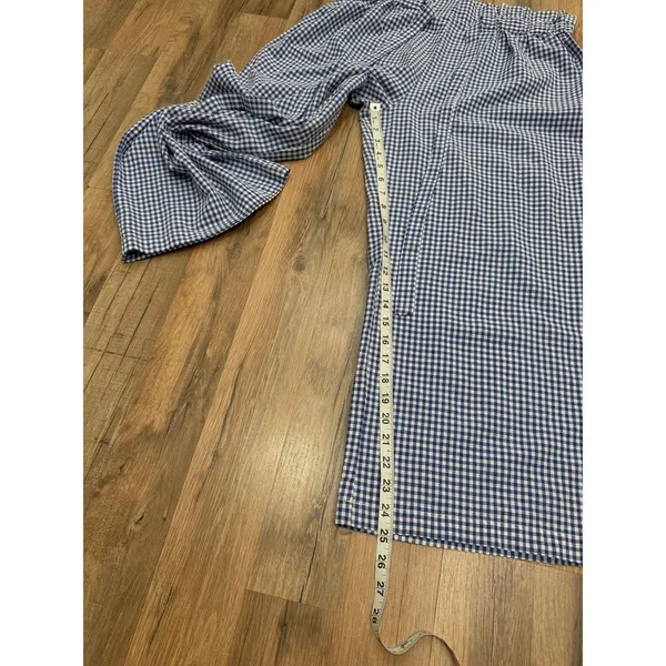 Joie Gingham Wide‎ Leg Cropped Pants Paperbag Waist Blue White Size L - Image 9