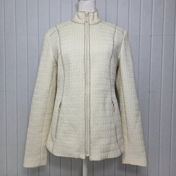 PENDLETON Vintage ZIP Up Front Cream Textured LINED‎ JACKET Size S - Image 4