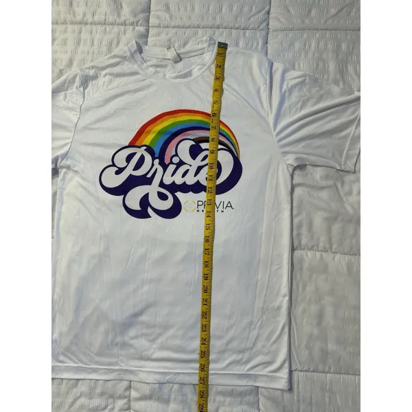 Pride T-Shirt LGBTQ Women's Small White Rainbow Athletic - Image 3