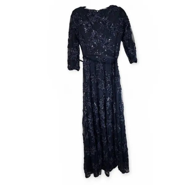 Alex Evenings Navy Blue Sequin‎ Embroidered Gown Dress 1121933 Mens 4 - Image 10