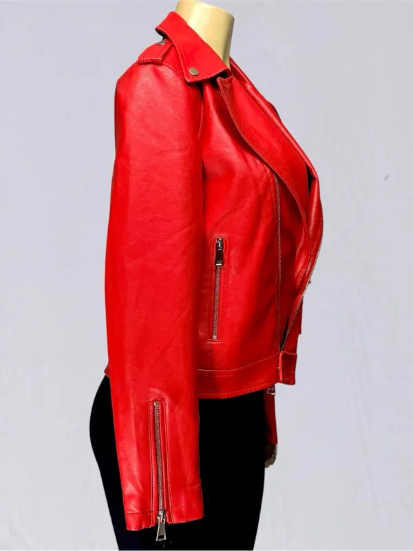 Azalea Wang Red Moto Jacket | Faux Leather Biker Jacket | Women’s Large | NWT - Image 6
