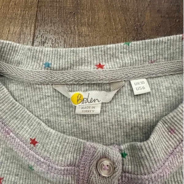 Boden Star Print Thermal Pajama Set Gray Waffle Knit Women's US 6 - Image 4