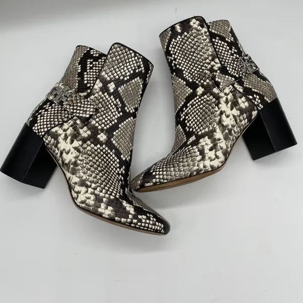 Tory Burch Kira Stamped Snake Print Leather Bootie - 8.5 - Image 5
