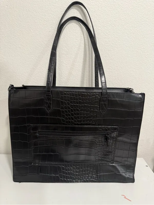 BEIS The Work Tote in Black Croc-Embossed Faux Leather - Image 6