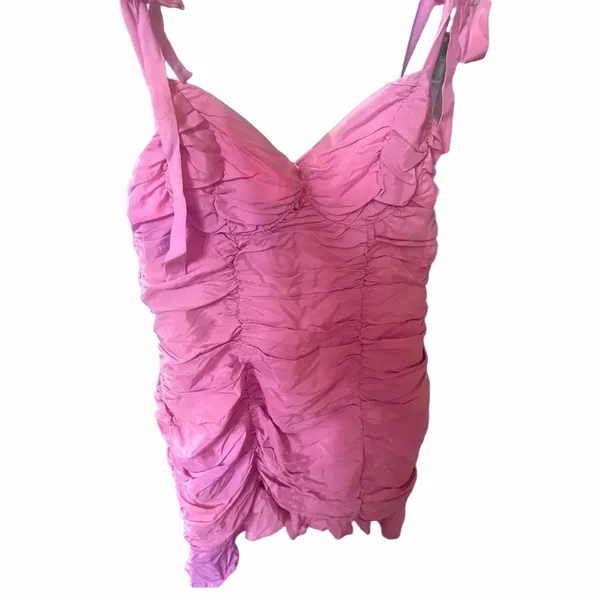 ASTR Women's Lavender Pink Aiko Ruched Mini Dress Size Large - Image 3