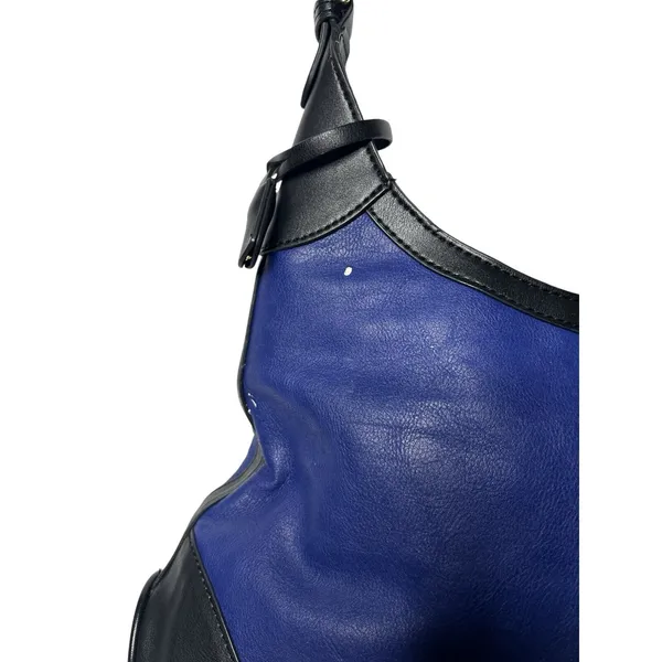 London Fog Women Cobalt‎ Blue and Black Hobo Shoulder Bag Gold Hardware Purse - Image 4