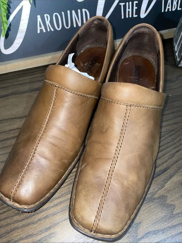 Born Kinney Brown Leather Slip-On Heeled Loafer Booties Size 9 - Image 10