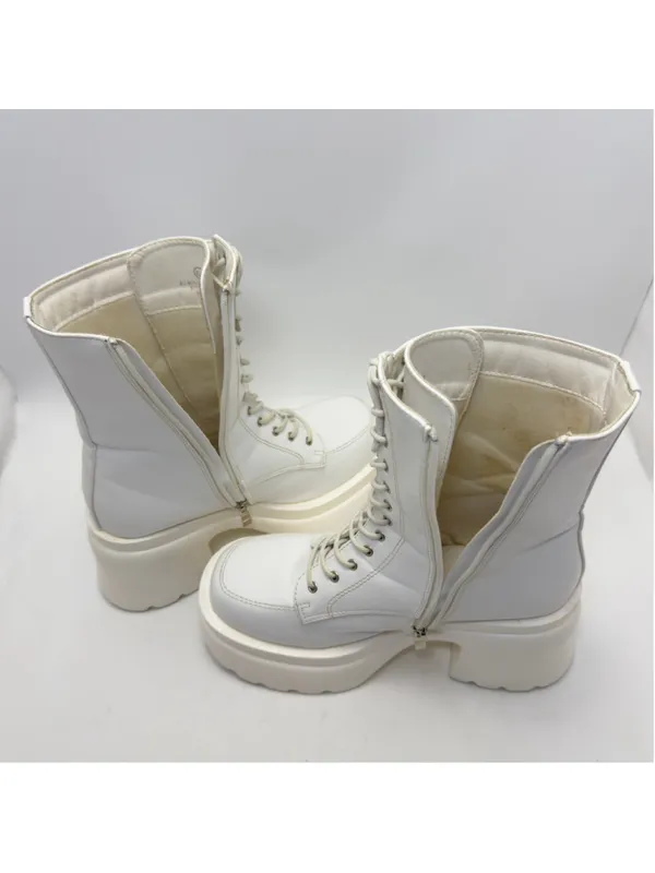 Women's Unbranded White Platform Boots Size 8.5 - Image 9
