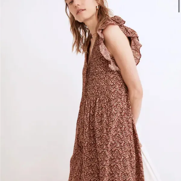 MADEWELL Pintuck‎ Mini Dress in Florentine Floral size Small - Image 2
