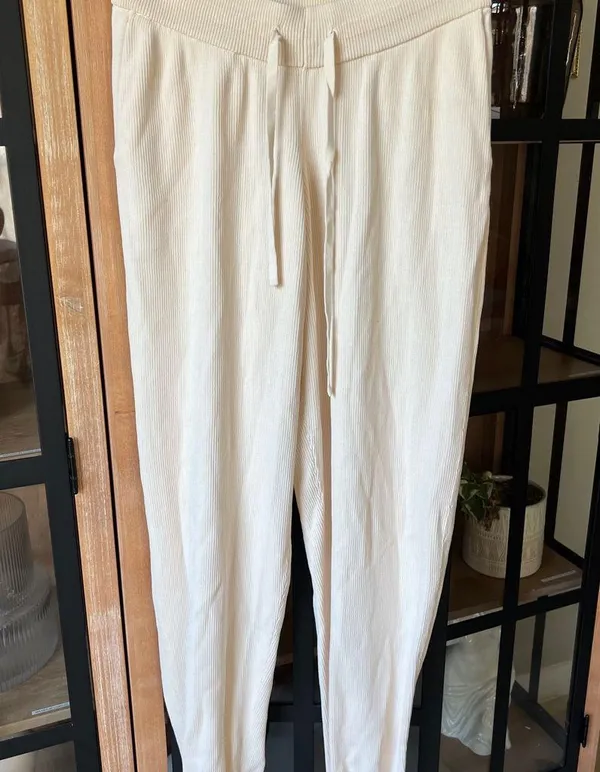 Oh Polly ribbed knit joggers sweatpants high waisted influencer bo+tee ivory - Image 9