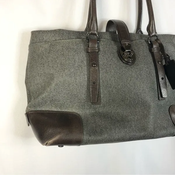 Tumi Villa‎ Viverone Gray & Brown Leather Trimmed Business Tote - Image 6