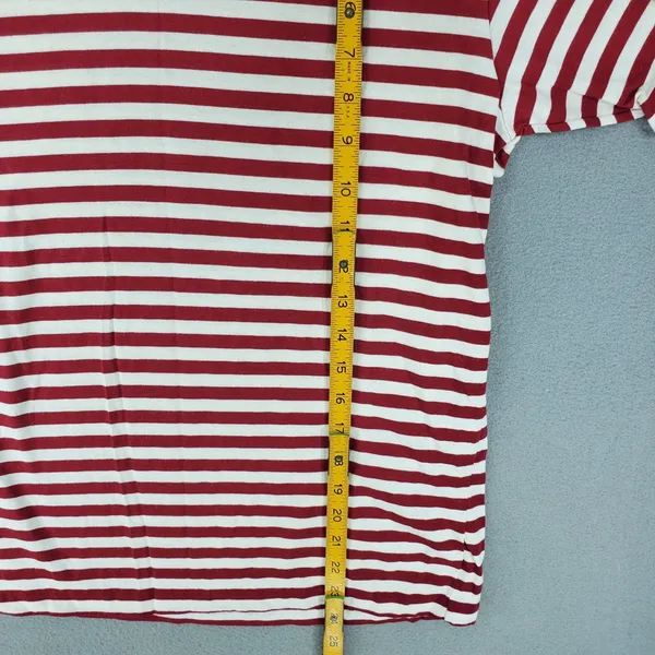 DKNY Jeans T-Shirt Women M Red White Striped Vintage 90s Made in USA Cotton Tee - Image 4