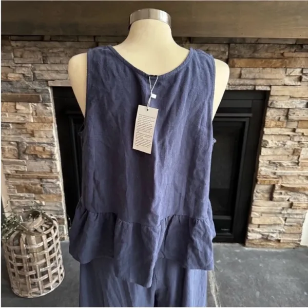 Elegant Blue Pants with Ruffled Peplum Top 2 Piece Set - Image 16