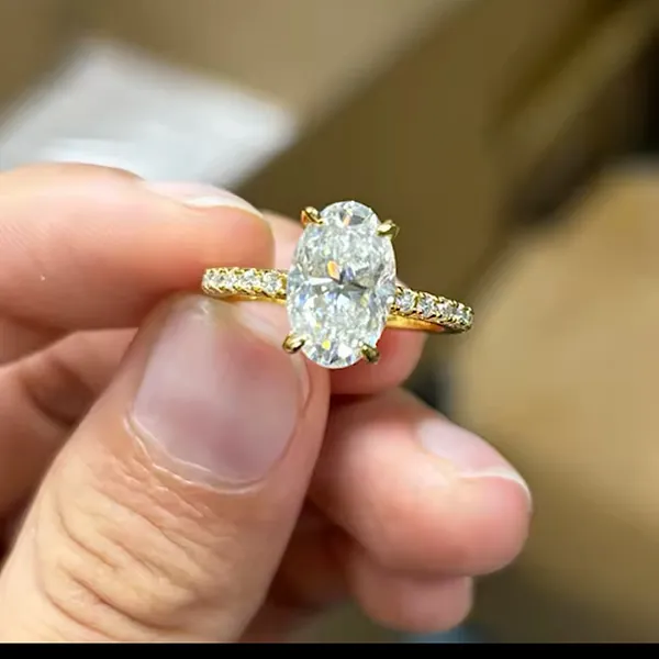 NEW‎ Women's 6Ct Yellow Gold Plated Silver Oval Simulated Diamond Ring - Image 4