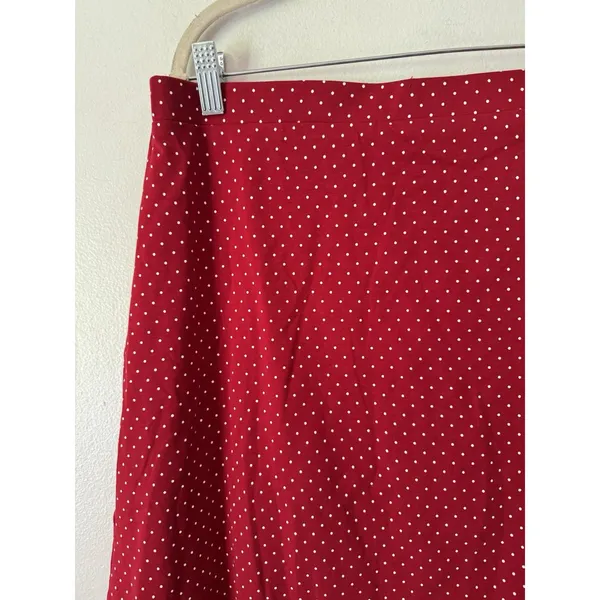 NWT OGL Stretch Cotton Polka Dot A-Line Flare Skirt Limited Ed Red Size Large - Image 5