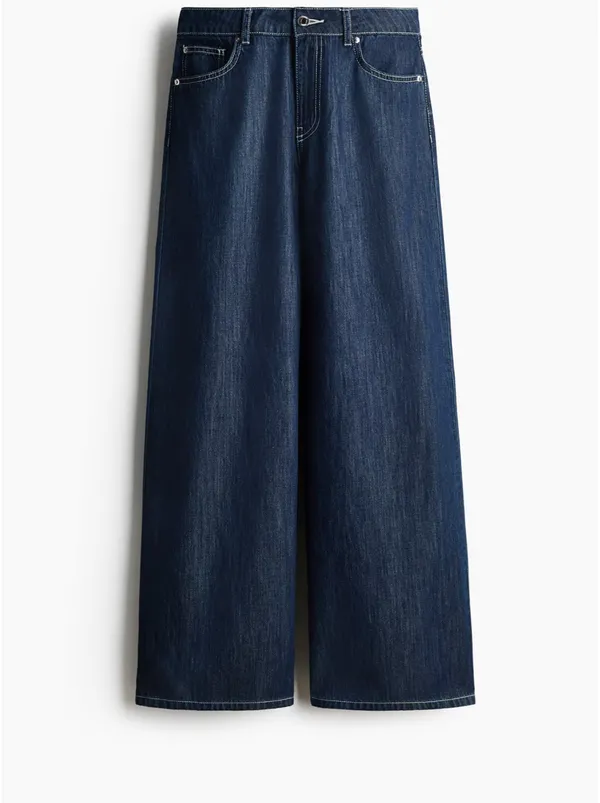 H&M Wide-Leg Jeans Denim Dark - Image 4