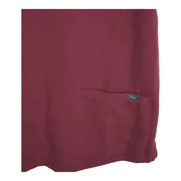 FIGS Technical Collection Casma V‎ Neck Scrub Top Womens Small Burgundy Stretch - Image 4