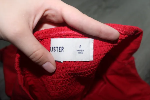 Hollister Cherry Red Pleated Halter Top - Image 3