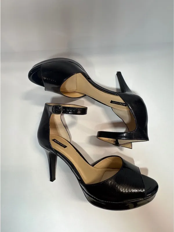 Alex Marie Women’s 9M Black Patent Peep Toe Ankle Strap Platform Heels - Image 12