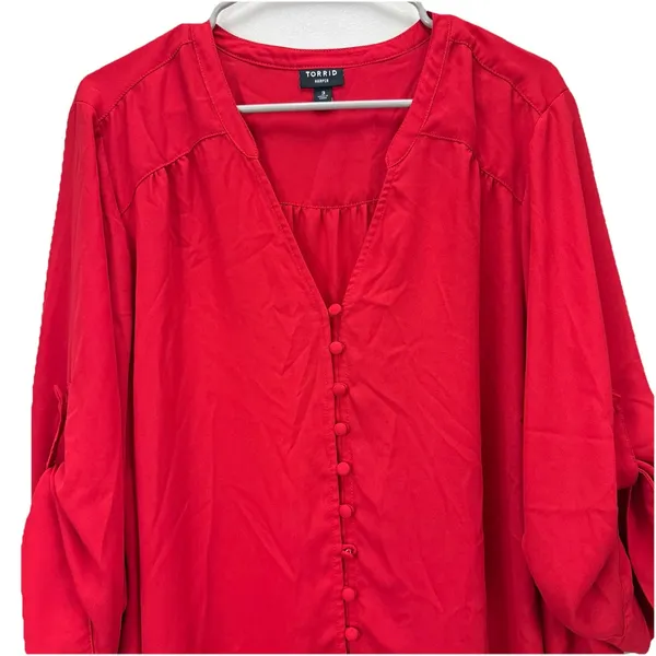 Torrid Harper Red Floral Georgette 3/4 Sleeve‎ Pullover Blouse Size 3X - Image 9
