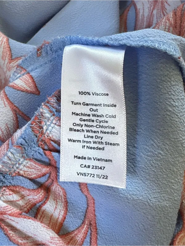 Talbots Blue Flowing Orange Hibiscus Ruffle Tiered Midi Skirt Size M - Image 9