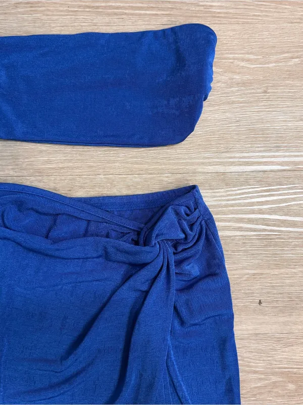 Shein Royal Blue Side-Tie Maxi Skirt Set - Image 2
