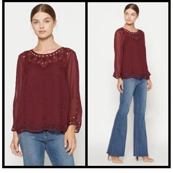 Joie Raisin Gaiane Embroidered Eyelet Blouse - Image 3