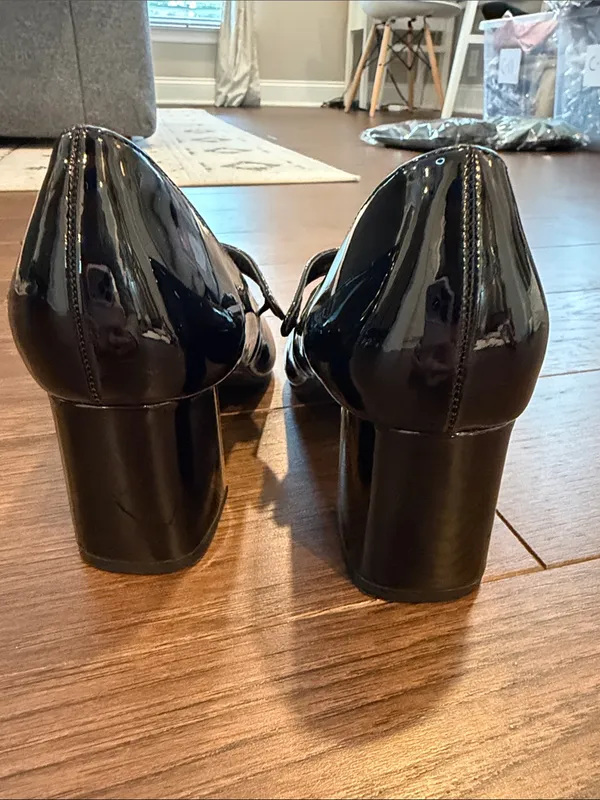 Jones New York Black Patent Mary Jane Pumps with Block Heel Size 8 - C36-074 - Image 8