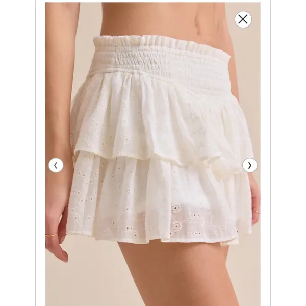 Altar'd State Women's Carrie Tiered‎ Mini Skirt White Sz L - Image 3