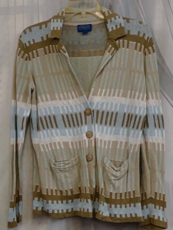 Vintage Pendleton Woolen Mills Womens Abstract Geometric Print Button Cardigan S - Image 2