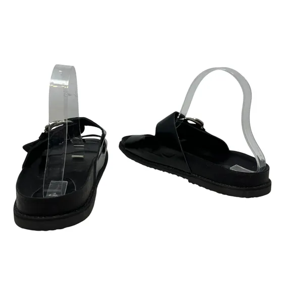 Zara Slide Sandals Buckles‎ Double Strap Faux Leather Black Size 41 US 10 - Image 11