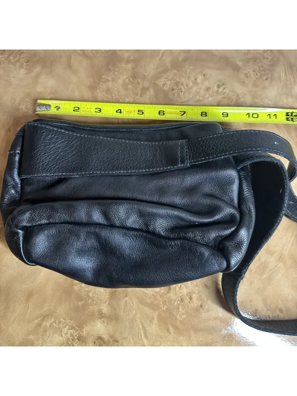 Free People Black Leather Convertible Belt Bag Woven Leather Waist Crossbody - Image 5
