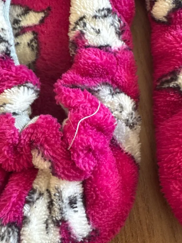 Plush Pink Wolf Slippers with Bow (5) - Image 3