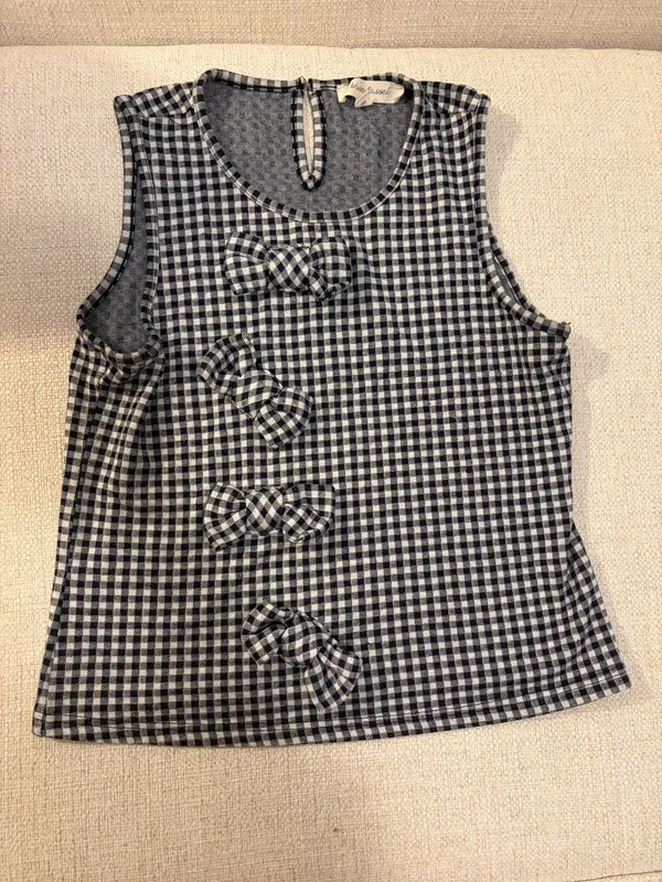 Anthropologie Gingham Bow Top - Image 3