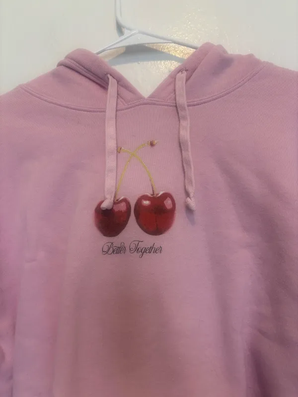 Urban Outfitters Social Project T Cherries Graphic Cropped Hoodie Medium - Image 3