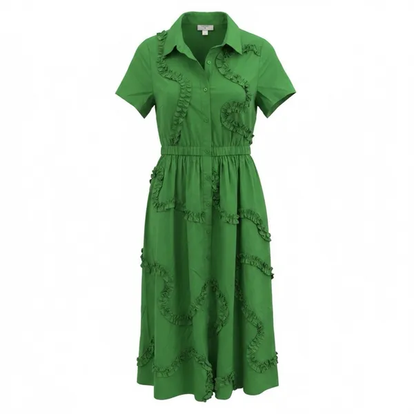 Kate Spade New York Shirt Dress green Sz XS Vibrant Autumn Vibe! pumpkin patch - Image 2