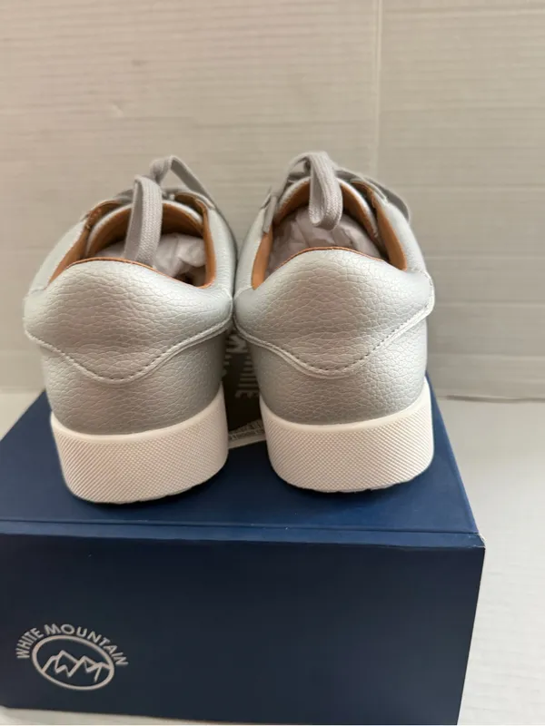 White Mountain Women's Uniform Lace-Up Sneakers Silver Size 9.5 Casual Shoes - Image 4