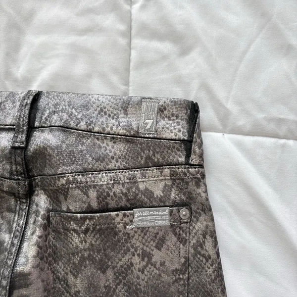 7 For All Mankind Jeans Womens 26 High Rise Gray Snake Print‎ Skinny Stretch - Image 12