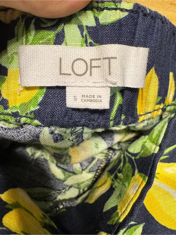 LOFT by ANN TAYLOR‎ Lemon Tree Verbena LINEN & VISCOSE Pants Sz S Wide Leg Comfy - Image 5